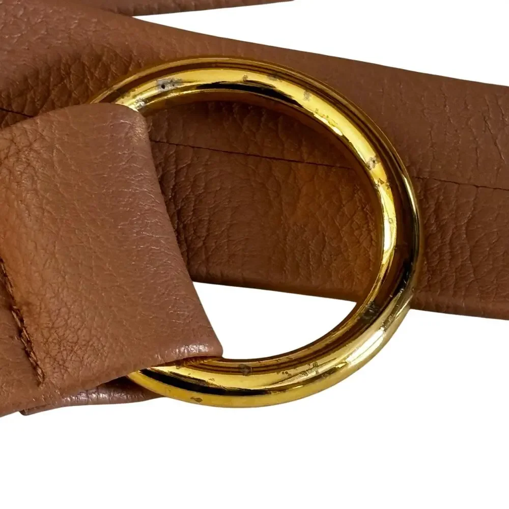 B-Low the Belt synthetic faux leather wrap style belt nude tan goldtone ring O/S